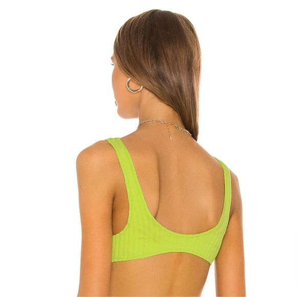 Solid & Striped Beverly Bikini Swim Top Chartreuse Rib Neon Green Medium - Picture 9 of 10